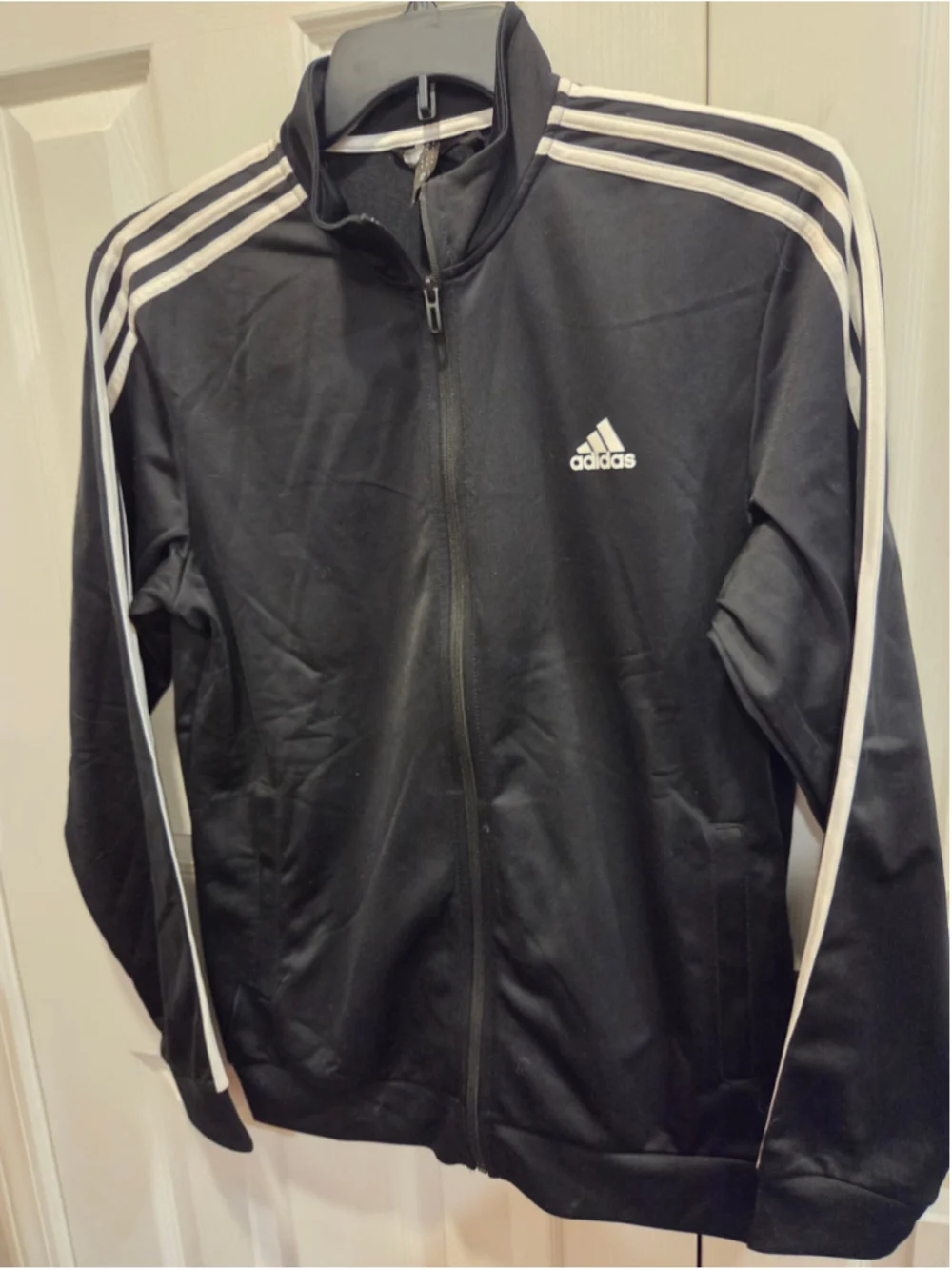 Men's Adidas Zip Up Track Jacket Black White Size M